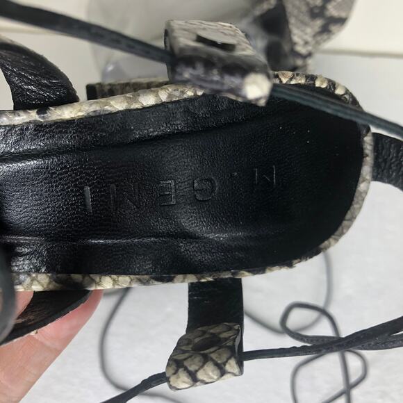 M Gemi Sandal Heel Snake Python Gladiator Tie up Straps Block Heel Square Toe 37 - Picture 10 of 11